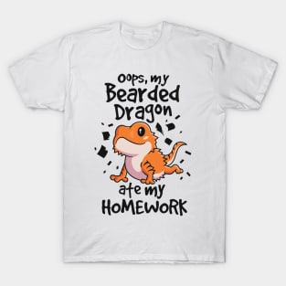 Bearded Dragon Shirt Beardie Ate My Homework Lizard Reptile T-Shirt